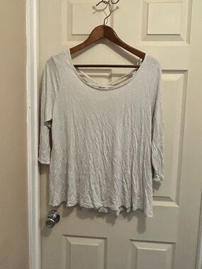 Jennifer Lopez Light Silver Sparkle Scoop-Neck Long Sleeve Top - XL